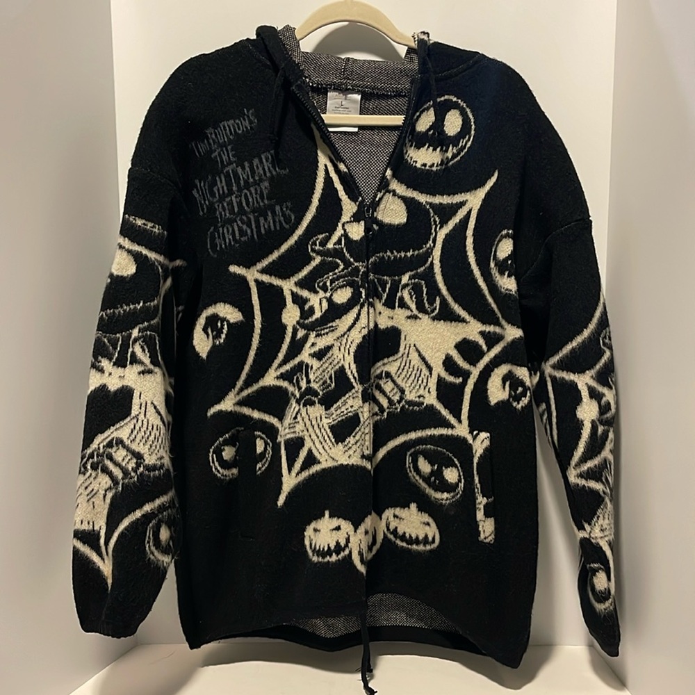 Camptex Wool Sweater Jacket The Nightmare Before Christmas Size Large Zip Up